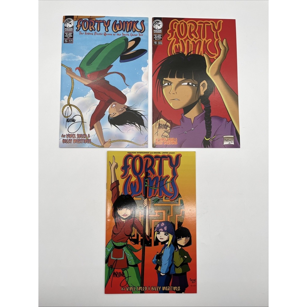 Forty Winks #1-3 Complete Set Signed by Billy Martinez 1999 Peregrine Indie Run